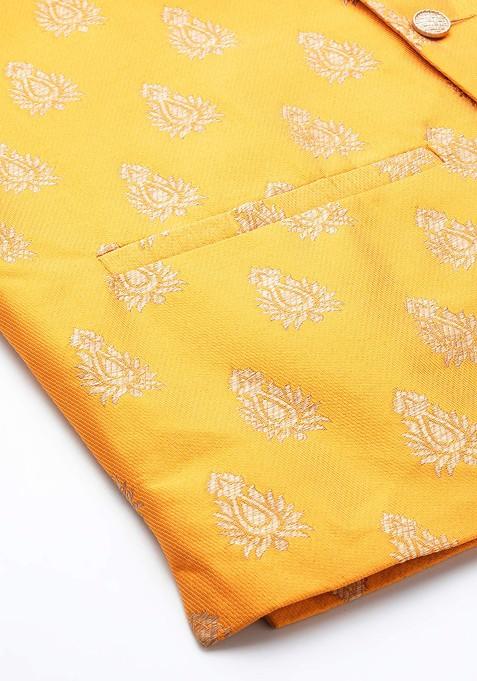 Beige Solid Cotton Kurta Set For Men