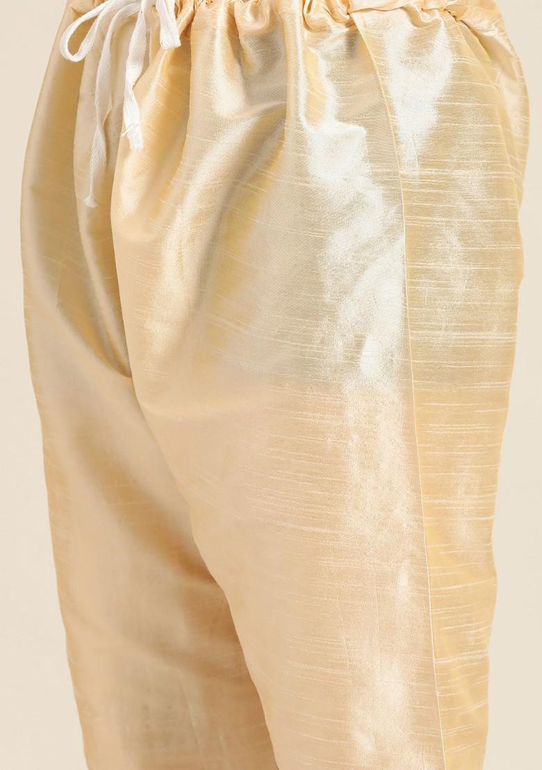 Beige Solid Cotton Kurta Set For Men