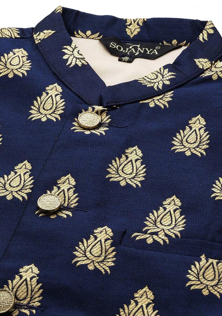 Beige Solid Cotton Kurta Set For Men