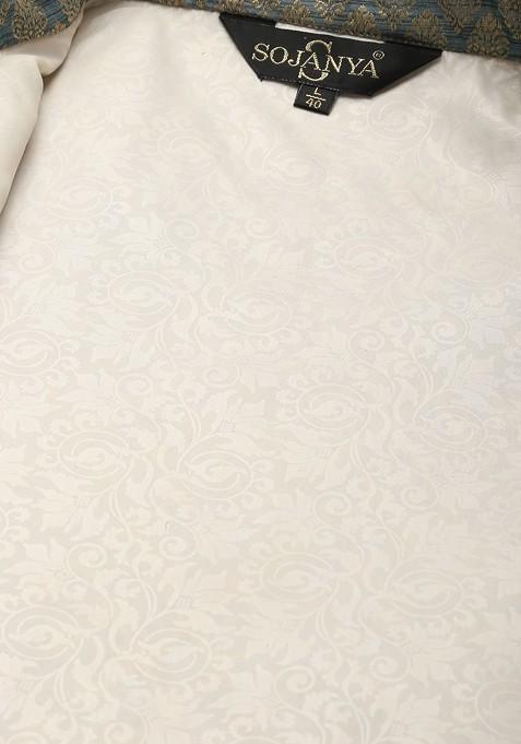 Black Mirror Work Poly Blend Kurta Set For Men