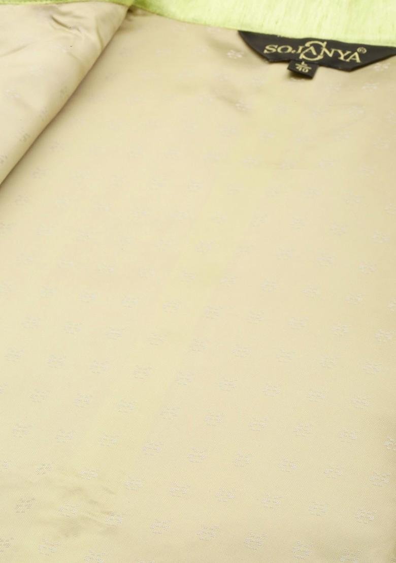 Yellow Mirror Work Poly Blend Kurta Set For Men