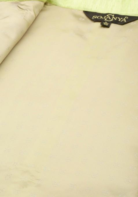 Yellow Mirror Work Poly Blend Kurta Set For Men