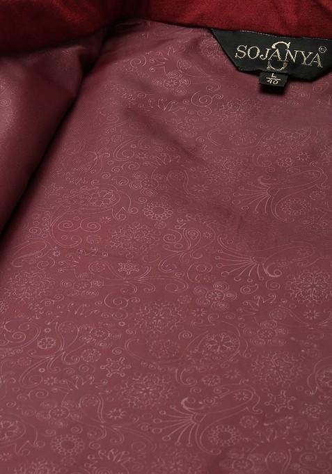 Black Mirror Work Poly Blend Kurta Set For Men