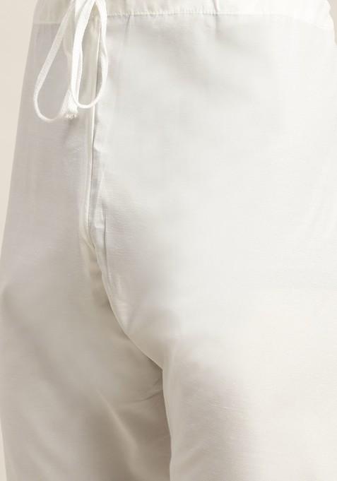 Black Ethnic Motifs Poly Blend Kurta Set For Men