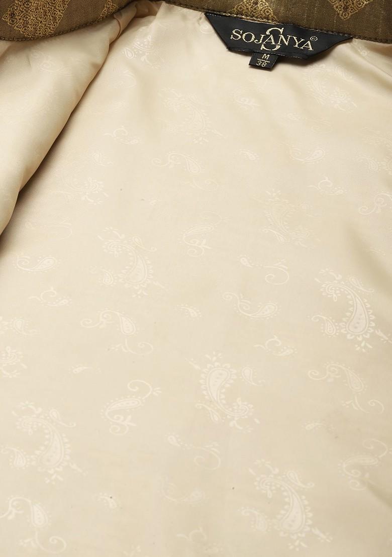 Maroon Ethnic Motifs Poly Blend Kurta Set For Men