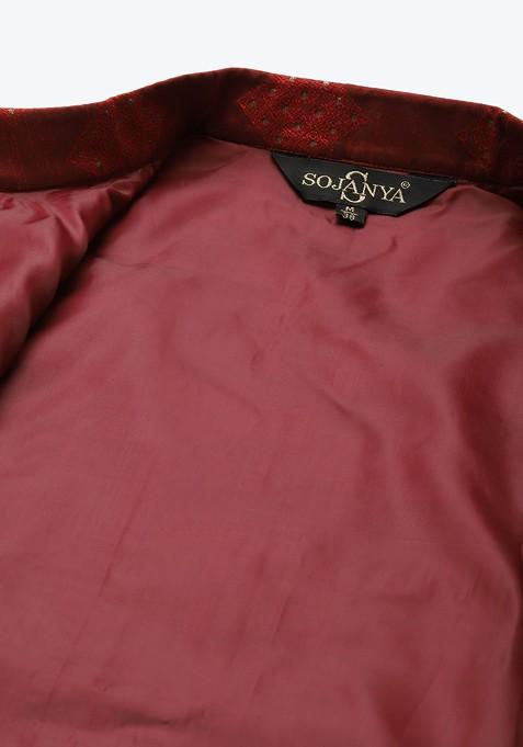 Black Ethnic Motifs Poly Blend Kurta Set For Men