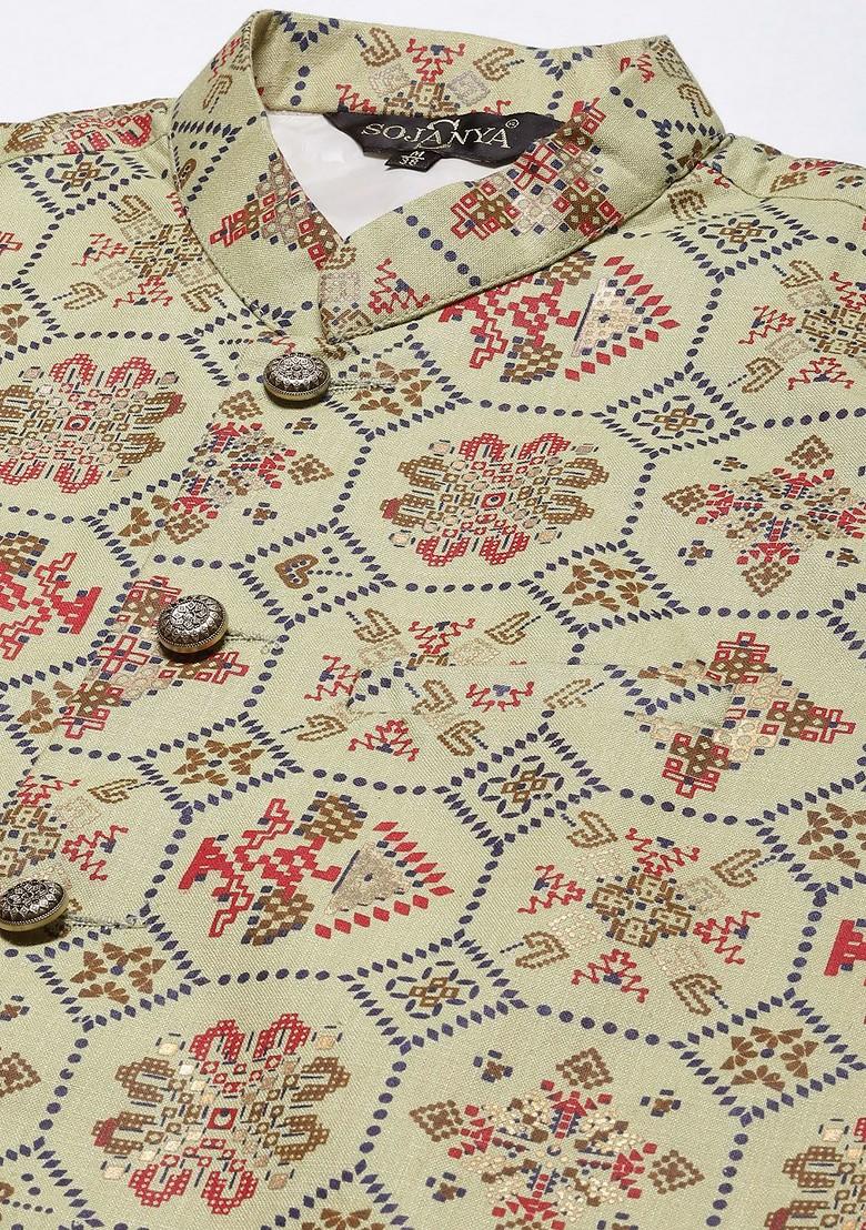 Mauve Solid Cotton Kurta Set For Men