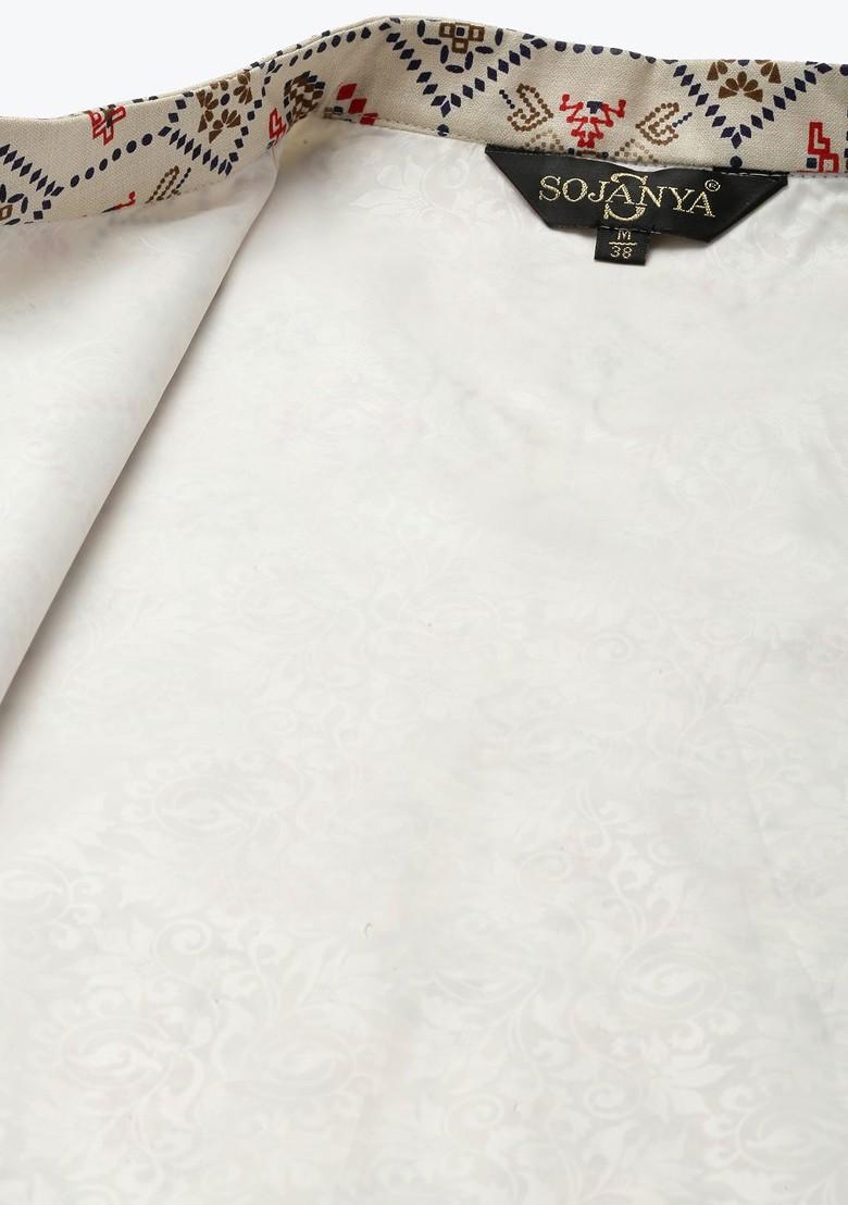 Orange Solid Cotton Kurta Set For Men