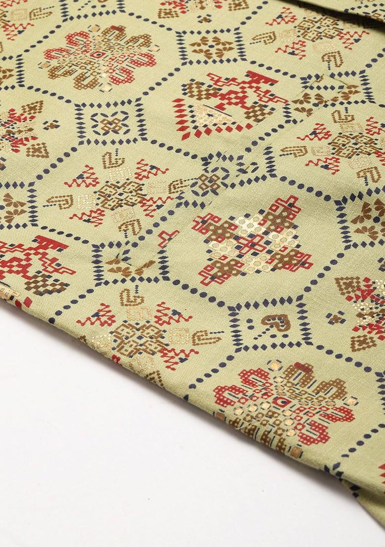 Red Solid Poly Blend Kurta Set For Men