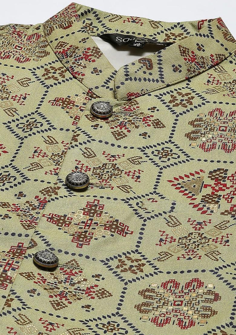 Navy Blue Solid Cotton Kurta Set For Men