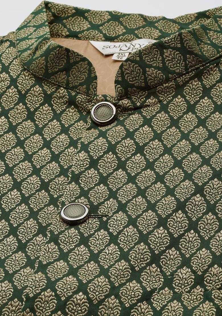 Yellow Solid Cotton Kurta Set For Men