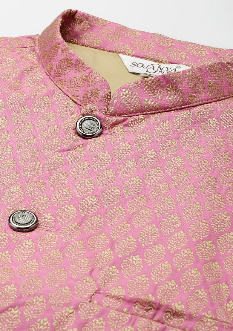 Black Solid Cotton Kurta Set For Men