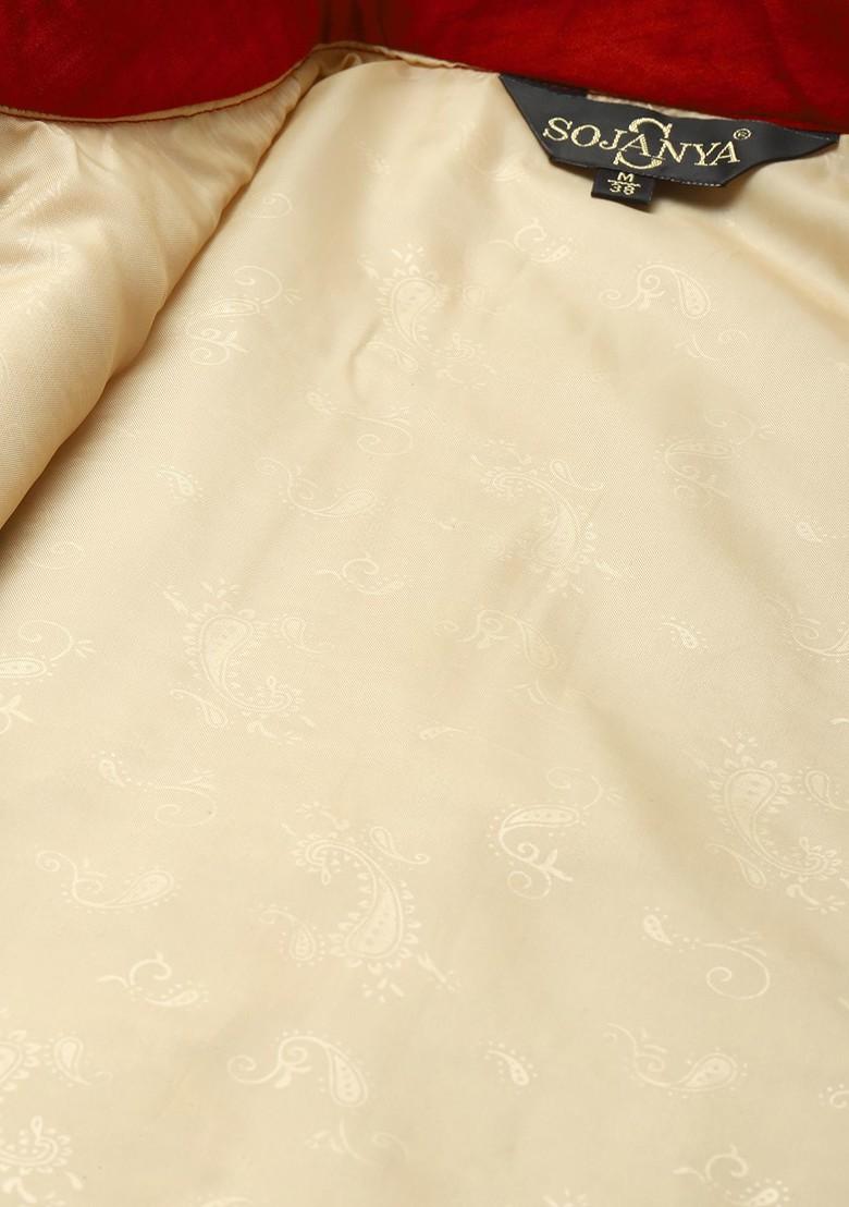 Gold Solid Cotton Kurta Set For Men