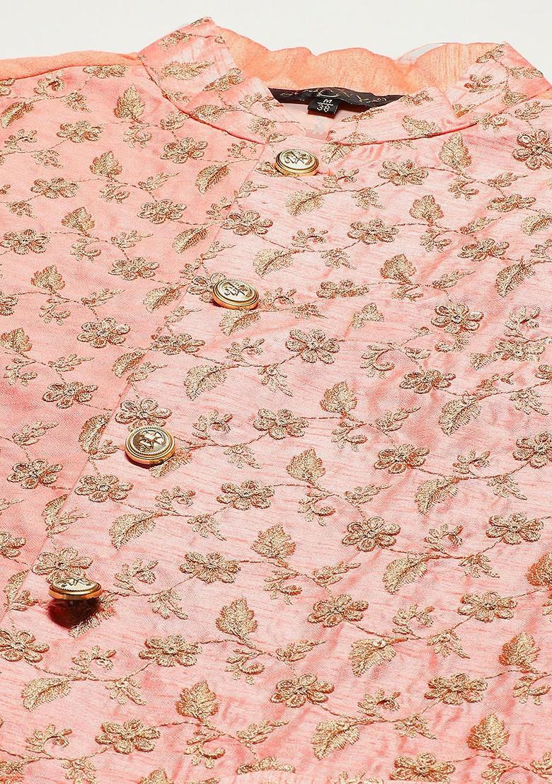 Black Ethnic Motifs Cotton Kurta Set For Men