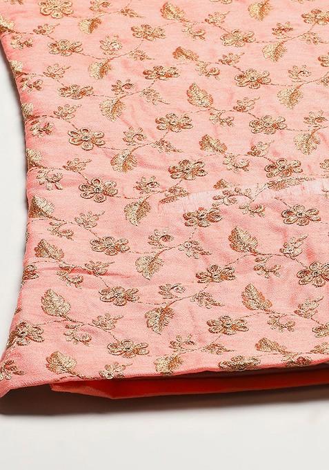 Black Ethnic Motifs Cotton Kurta Set For Men