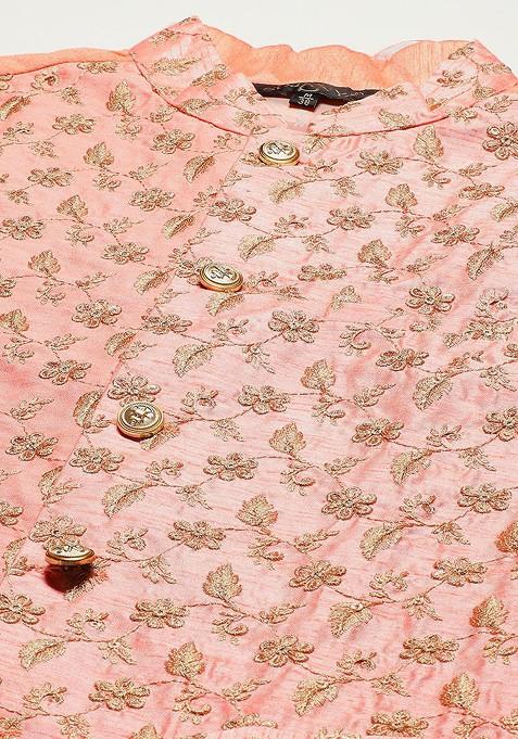 Black Ethnic Motifs Cotton Kurta Set For Men