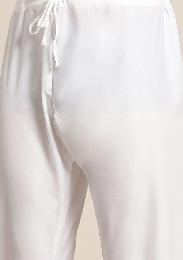 White Chikankari Cotton Kurta Set For Men