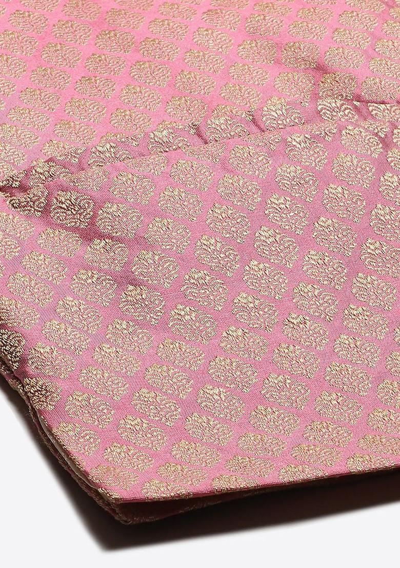 Peach Chikankari Cotton Kurta Set For Men