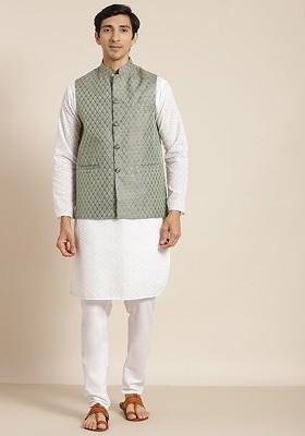 White Chikankari Cotton Kurta Set For Men