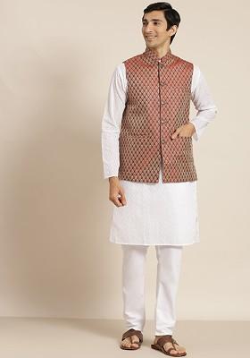 White Chikankari Cotton Kurta Set For Men