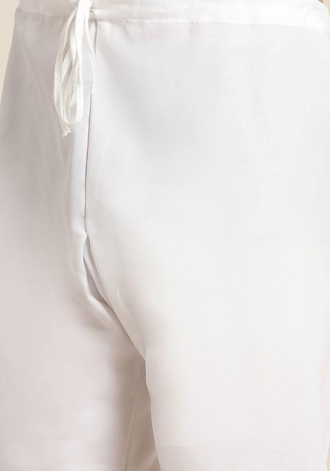 White Chikankari Cotton Kurta Set For Men