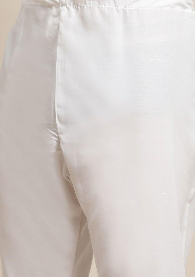 Turquoise Blue Embroidered Poly Blend Kurta Set For Men