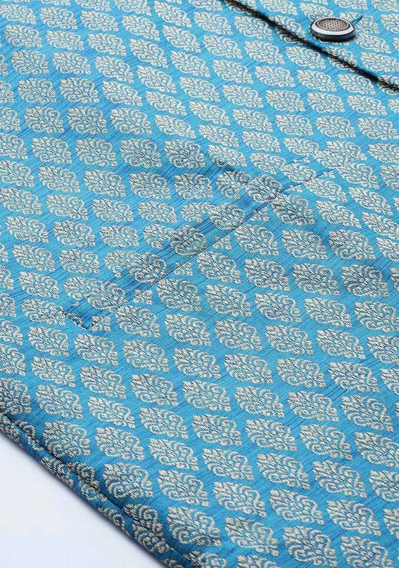 Beige Solid Jacquard Kurta Set For Men