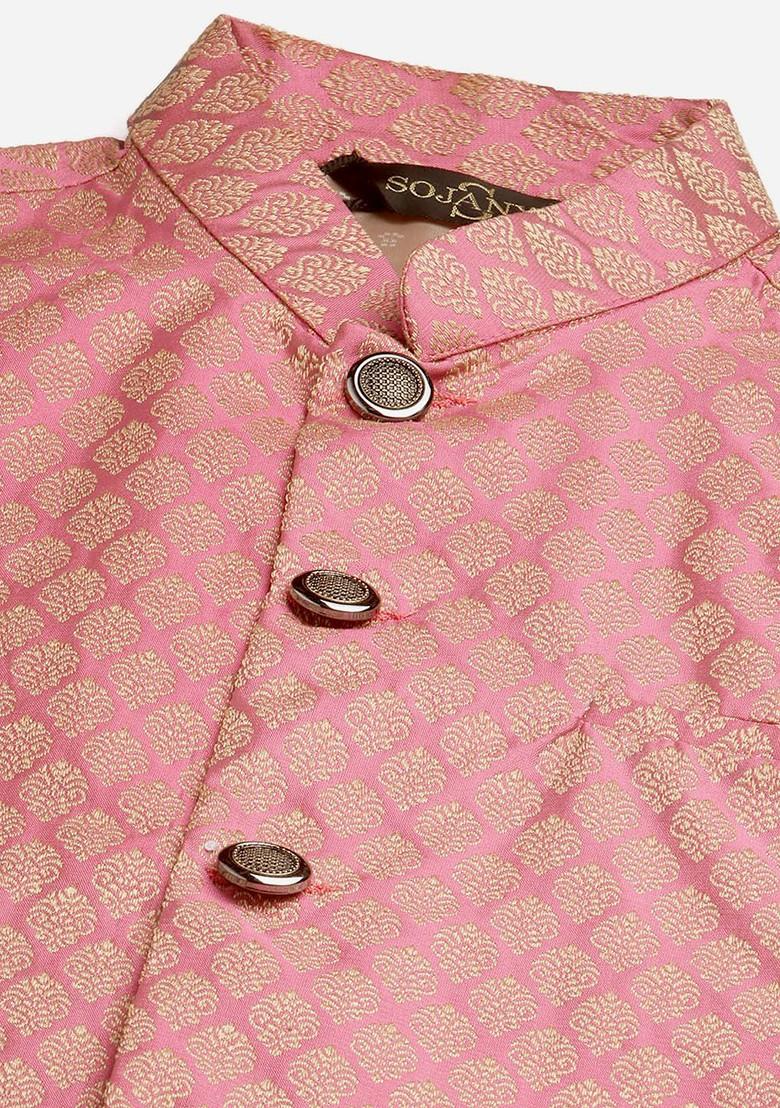 Green Ethnic Motifs Poly Blend Kurta Set For Men