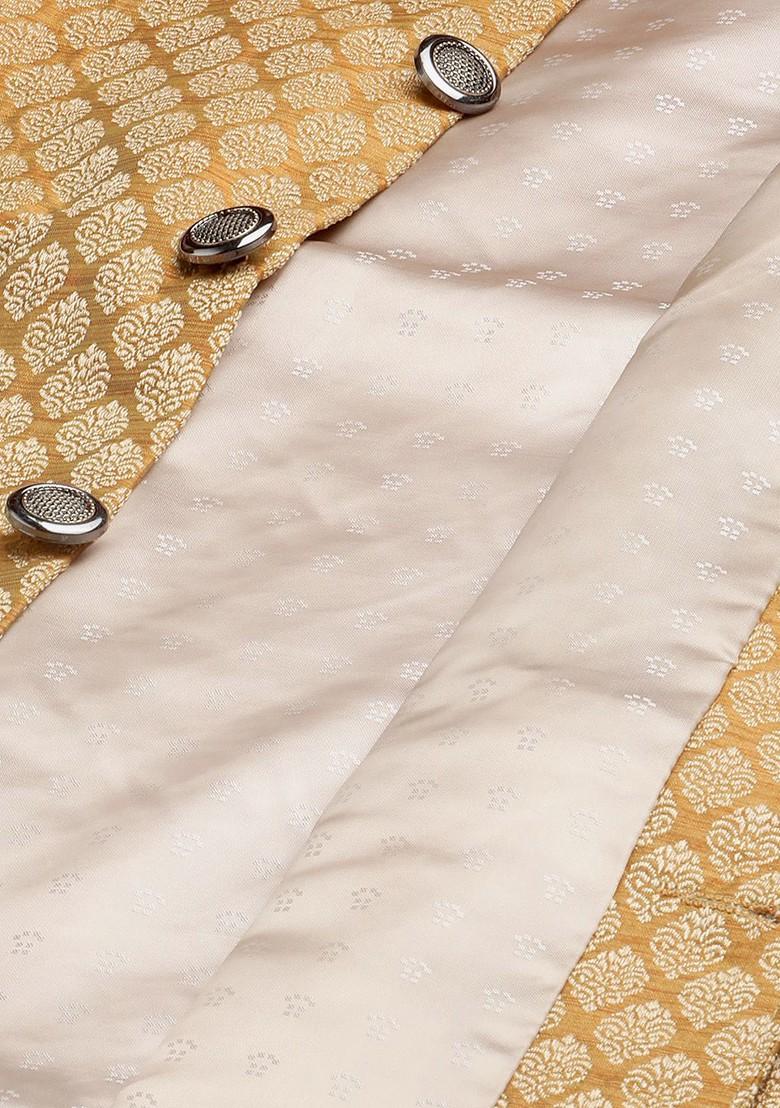 Green Ethnic Motifs Poly Blend Kurta Set For Men