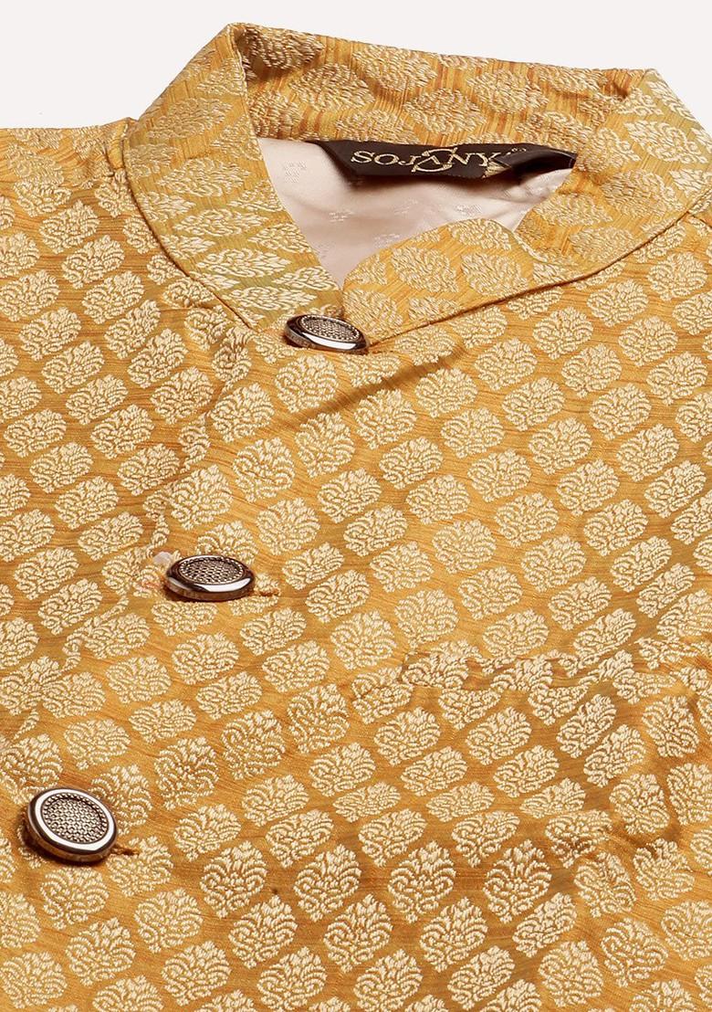 Green Ethnic Motifs Poly Blend Kurta Set For Men