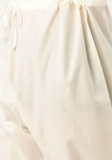 Teal Blue Ethnic Motifs Poly Blend Kurta Set For Men