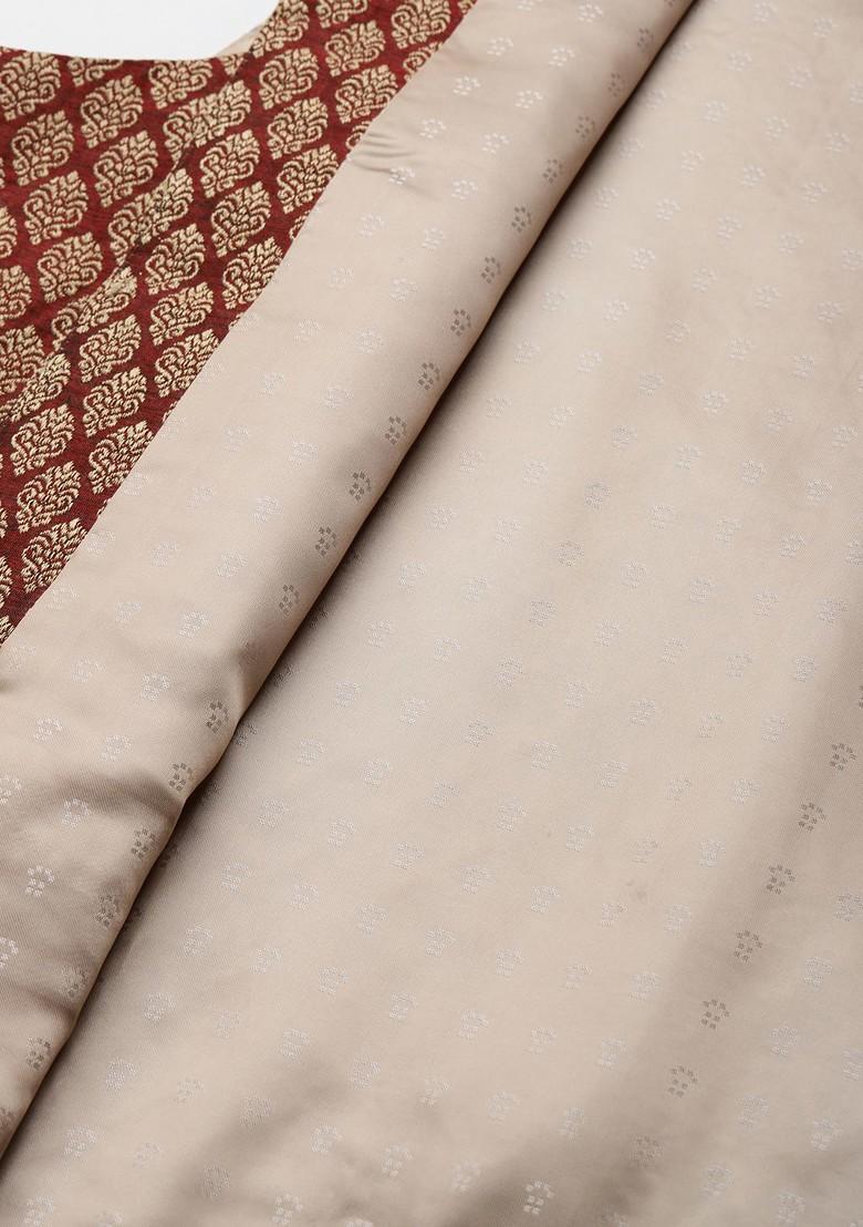 Pink Solid Poly Blend Kurta Set For Men