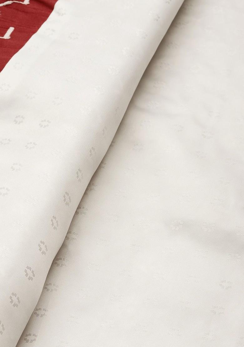 Red Embroidered Poly Blend Kurta Set For Men