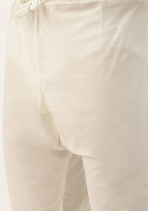 Olive Ethnic Motifs Jacquard Kurta Set For Men