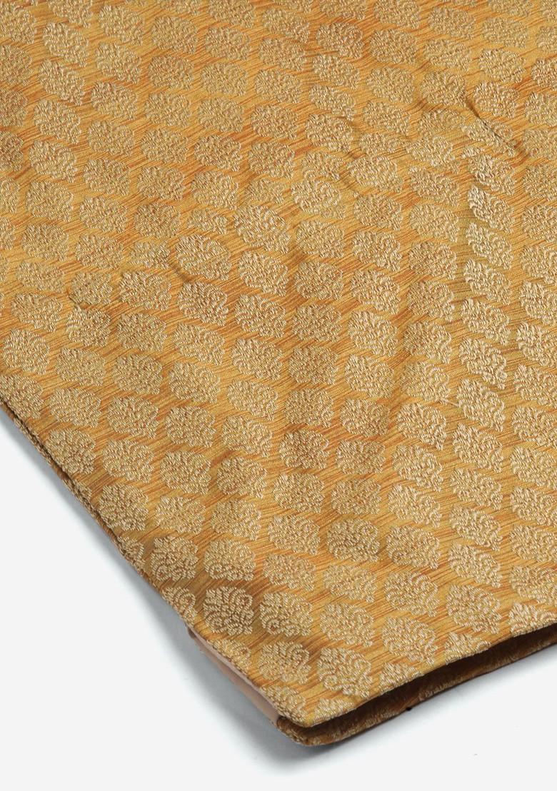 Orange Ethnic Motifs Poly Blend Kurta Set For Men