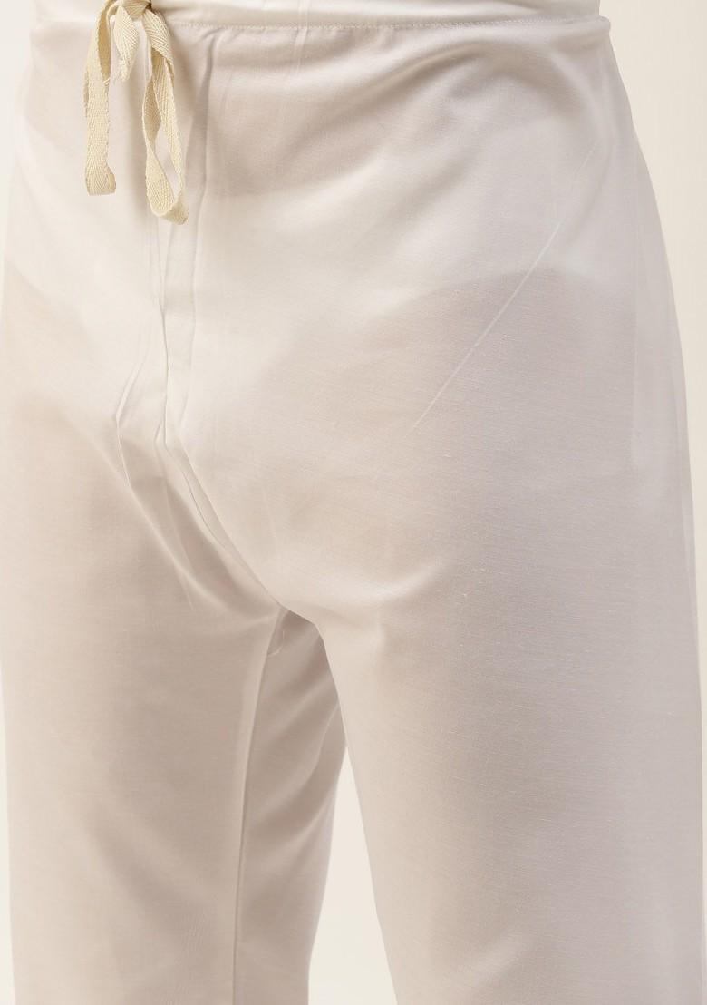 Yellow Thread Work Poly Blend Kurta Set For Men