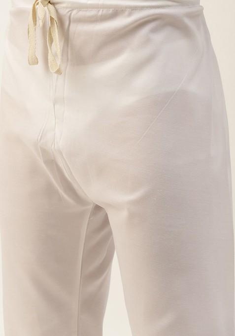 Yellow Thread Work Poly Blend Kurta Set For Men