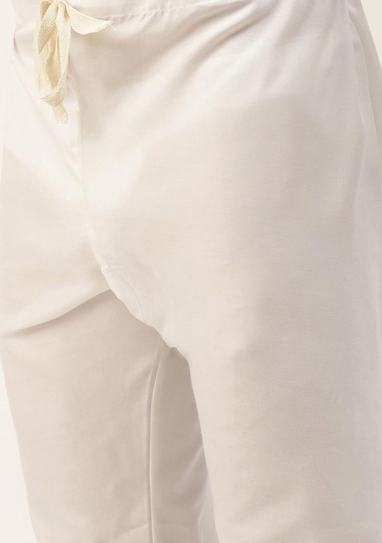 Turquoise Blue Embroidered Poly Blend Kurta Set For Men