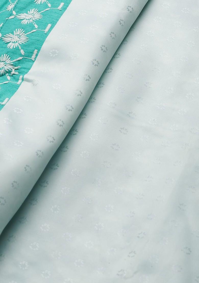 Yellow Thread Work Poly Blend Kurta Set For Men