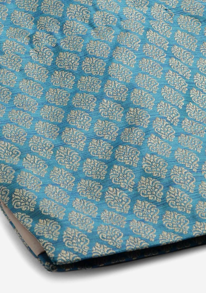 Orange Ethnic Motifs Poly Blend Kurta Set For Men