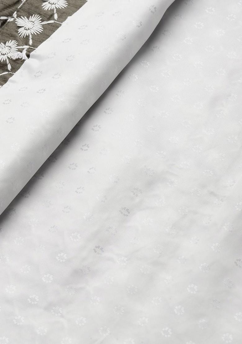 Grey Embroidered Poly Blend Kurta Set For Men