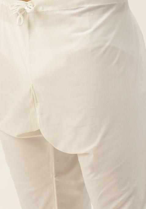 Olive Ethnic Motifs Jacquard Kurta Set For Men