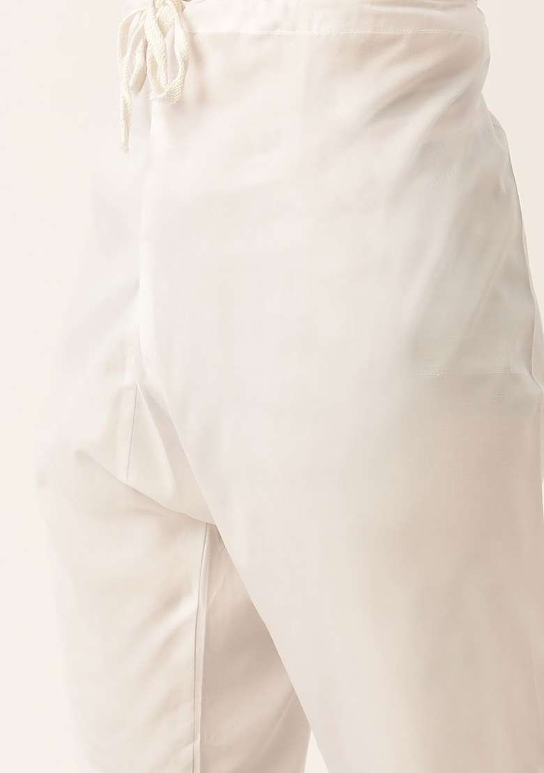 Peach Embroidered Poly Blend Kurta Set For Men - Indya