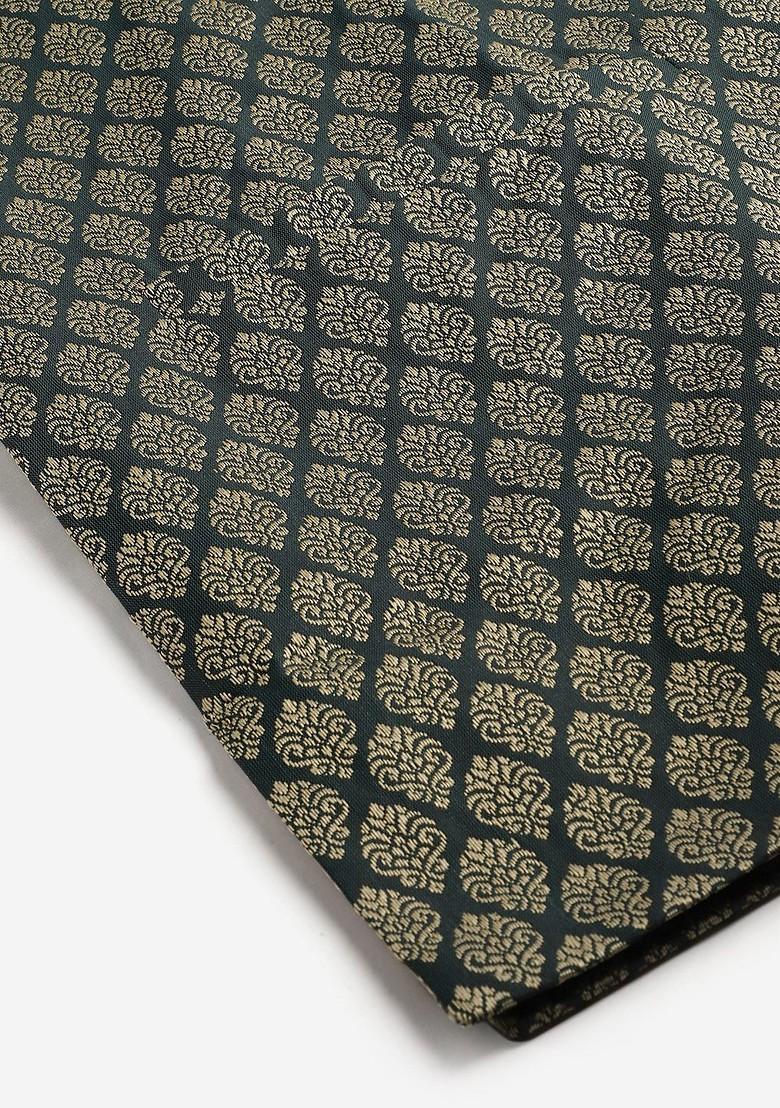 Green Ethnic Motifs Poly Blend Kurta Set For Men