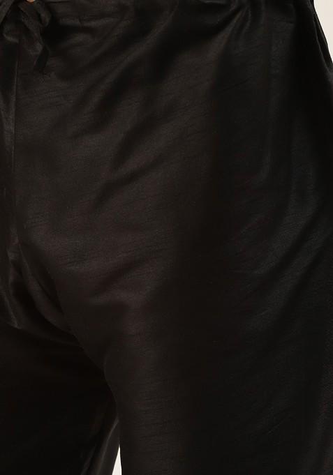 Green Ethnic Motifs Jacquard Kurta Set For Men