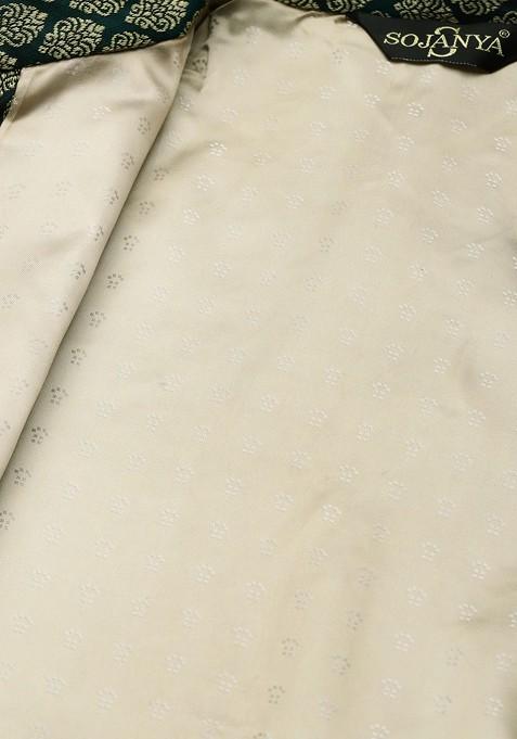 Beige Solid Poly Blend Kurta Set For Men