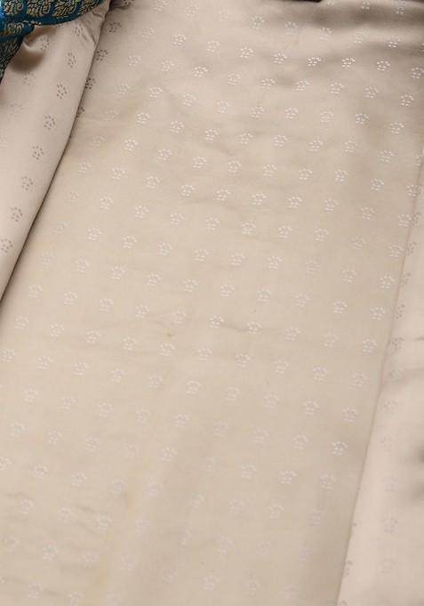 Beige Solid Poly Blend Kurta Set For Men