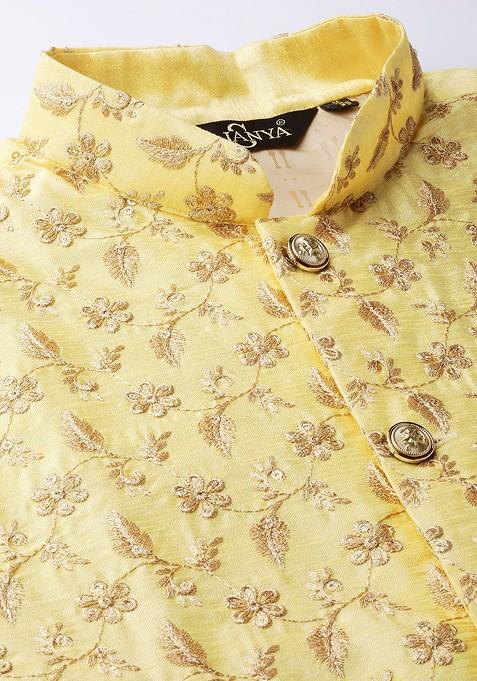 Teal Blue Solid Poly Blend Kurta Set For Men