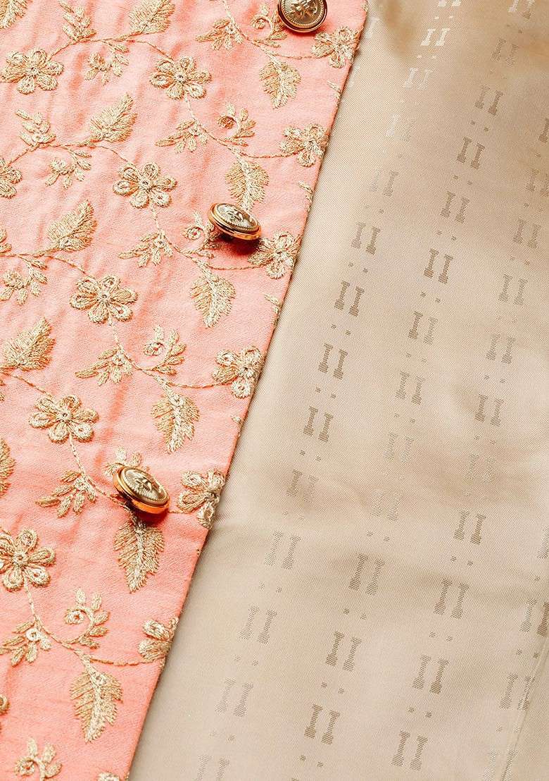 Off White Solid Poly Blend Kurta Set For Men - Indya