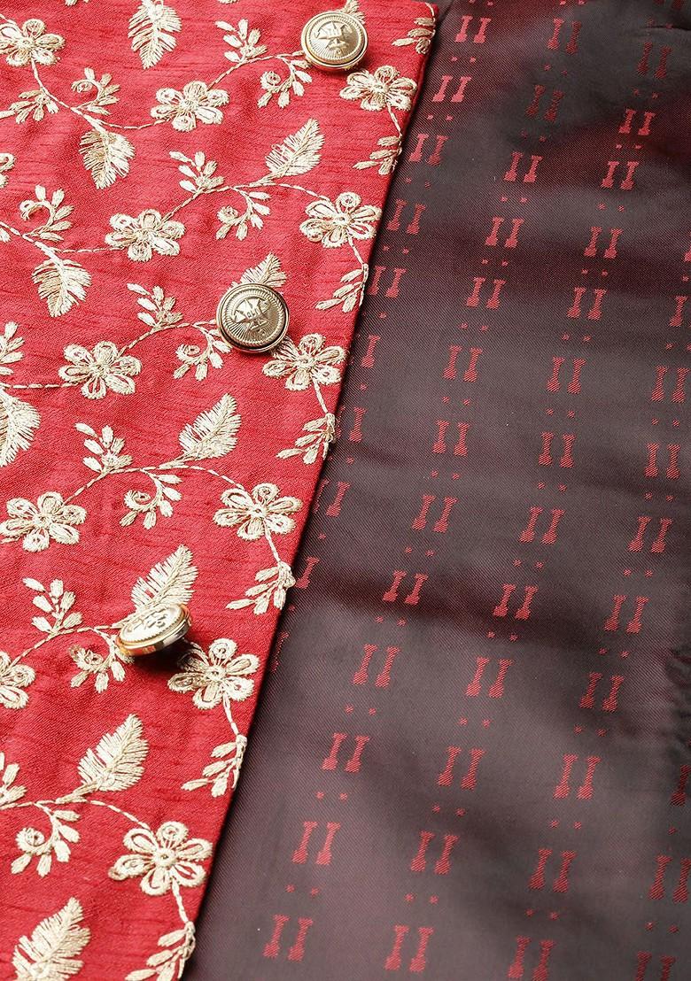 Off White Solid Poly Blend Kurta Set For Men